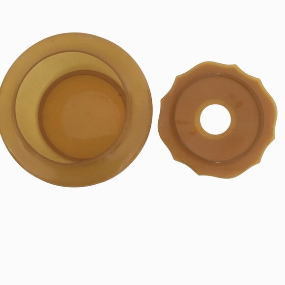 VTG Butterscotch Bakelite Style Hair Receiver Lidded Vanity Dish Amber Retro Box - Picture 4 of 5